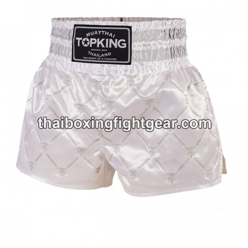 Top King Muay Thai Boxing Shorts TKTBS-211 White Silver Top King - 1