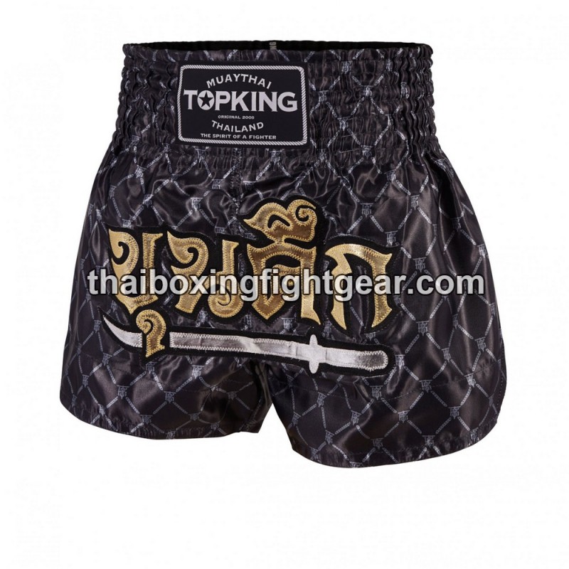 Top King Muay Thai Boxing Shorts TKTBS-213 Black Silver Top King - 1