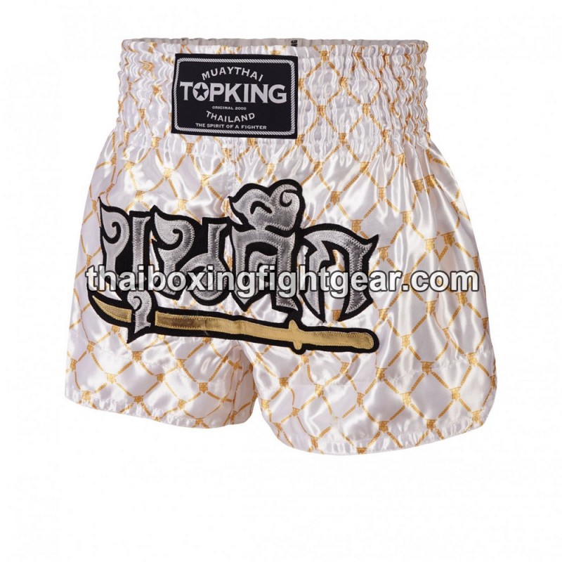 Top King Muay Thai Boxing Shorts TKTBS-213 White Gold Top King - 1