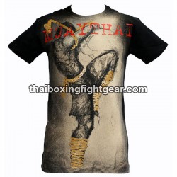 Human Fight T-shirt "Spinning side-kick" Black/Beige | T-shirts
