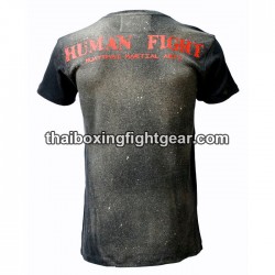Human Fight T-shirt "Spinning side-kick" Black/Beige | T-shirts