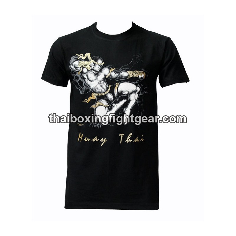 Human Fight T-shirt "Jumping knee-kick" Black | T-shirts