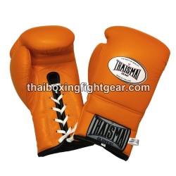 THAISMAI BG121 Muay Thai Boxing Gloves Leather lace up Orange