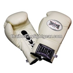 THAISMAI BG121 Muay Thai Boxing Gloves Leather lace up White