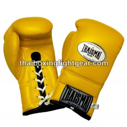 THAISMAI BG121 Muay Thai Boxing Gloves Leather lace up Yellow