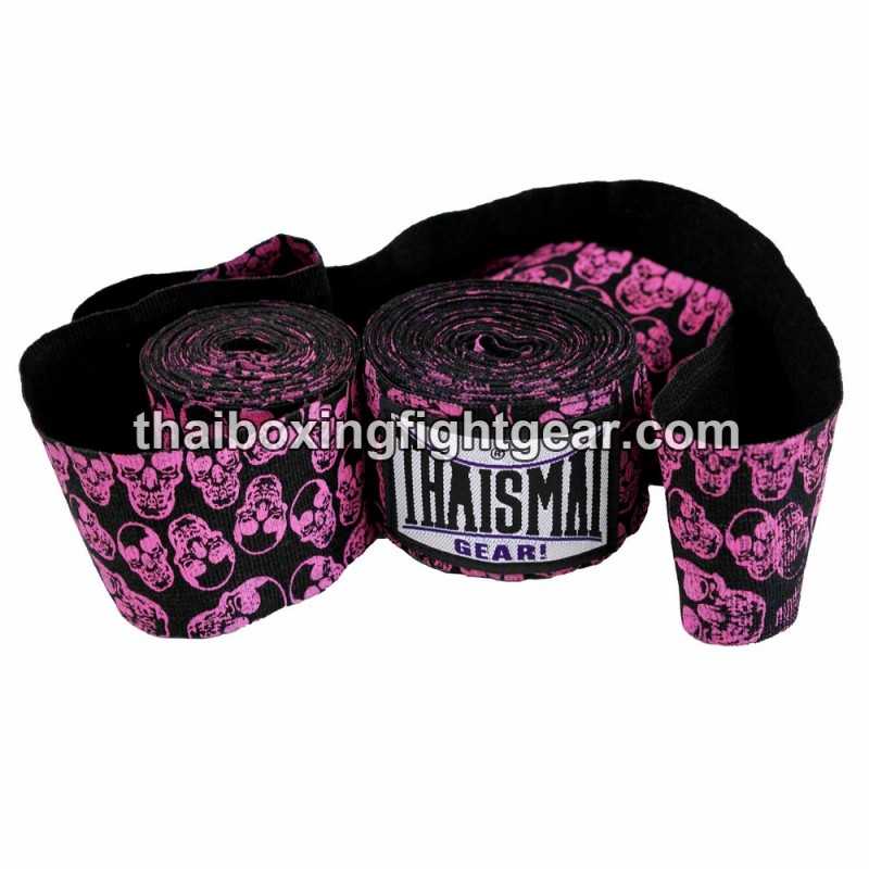 Thaismai Boxing Muay Thai handwraps HW7003 cotton 4.5M Fancy "Skull" Black
