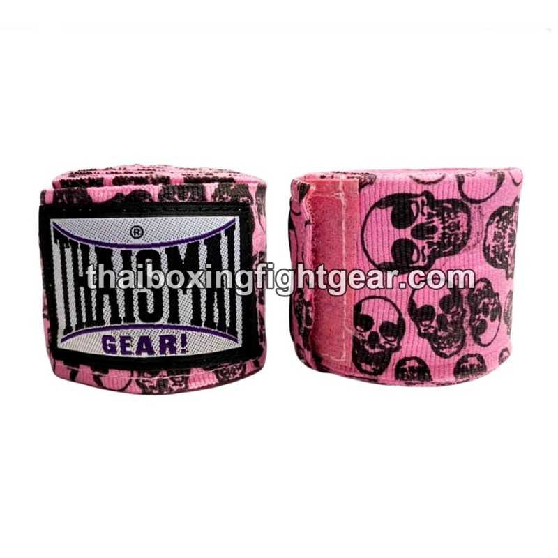 Thaismai Boxing Muay Thai handwraps HW7003 cotton 4.5M Fancy "Skull" Pink