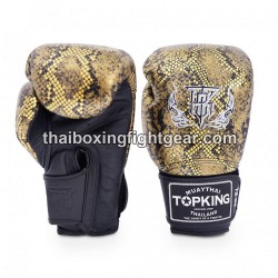 Top King Muay Thai boxing gloves SUPER AIR SNAKE-TKBGSS Black Gold