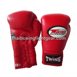 Twins Muay Thai Boxing Gloves BGLL1 Red lace up