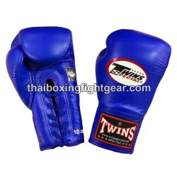 Twins Muay Thai Boxing Gloves BGLL1 Blue lace up